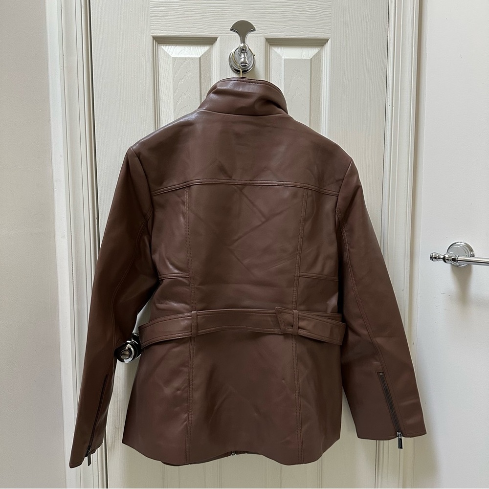Kenneth Cole Women's Belted Faux Leather Brown Jacket Size XXL - Picture 6 of 9